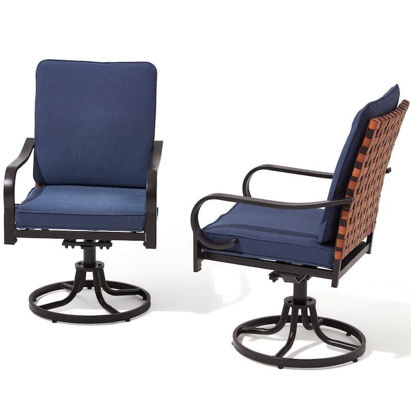 Outdoor Swivel Rocker Chairs Set of 2, Heavy-Duty 360° Swivel Patio Chairs with Cushions, All-Weather Steel Frame for Garden