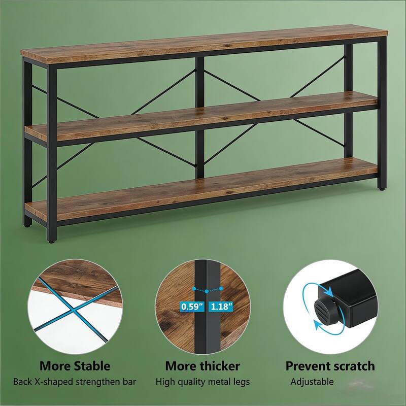 Console Table, 3-Tier Hall Storage Shelf, Sofa Table
