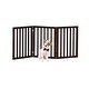 preview thumbnail 8 of 16, 3-Panel Indoor Foldable Dog Gate - 55x24-Inch MDF Freestanding Pet Fence Brown
