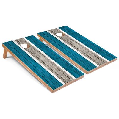 Turquoise Striped Cornhole Board Set