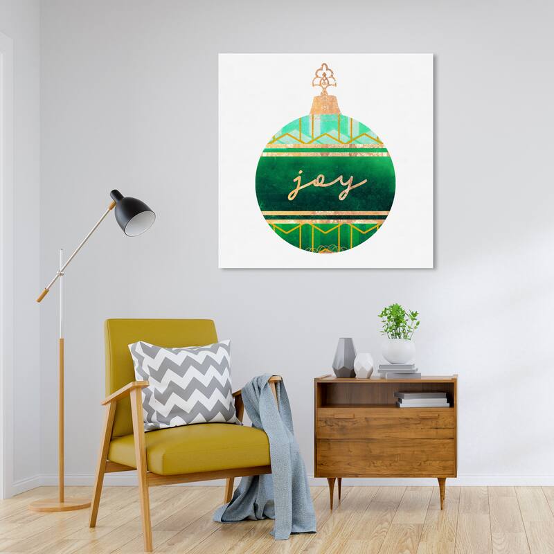 Wynwood Studio Prints Holiday and Seasonal Emerald Geo Ornament Green and Dark Green Modern & Contemporary Wall Art Canvas Print - 30 x 30