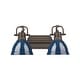 preview thumbnail 2 of 0, Yep by Golden Lighting Duncan 2-light Vanity in Rubbed Bronze and Navy Blue shade