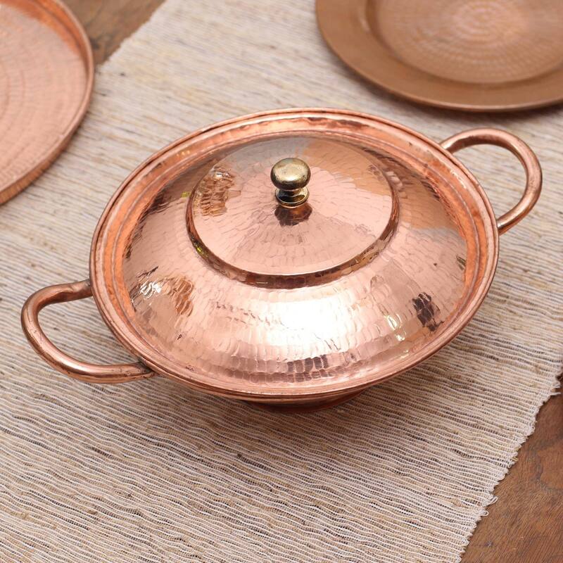 Novica Handmade Warm Glow Copper Serving Bowl