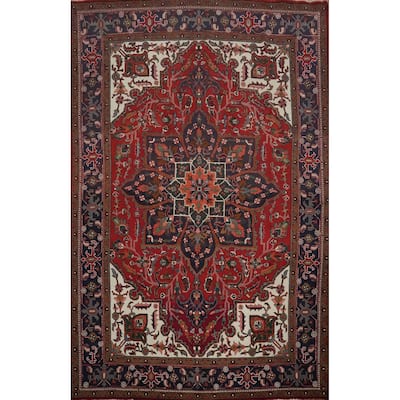 Hand Knotted Oriental 100% Wool Carpet Traditional Floral Red Heriz Area Rug - 12' 8'' X 9' 5''