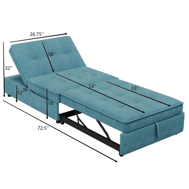 4-in-1 Sofa Bed, Folding Ottoman Bed with Storage Pocket and USB Port