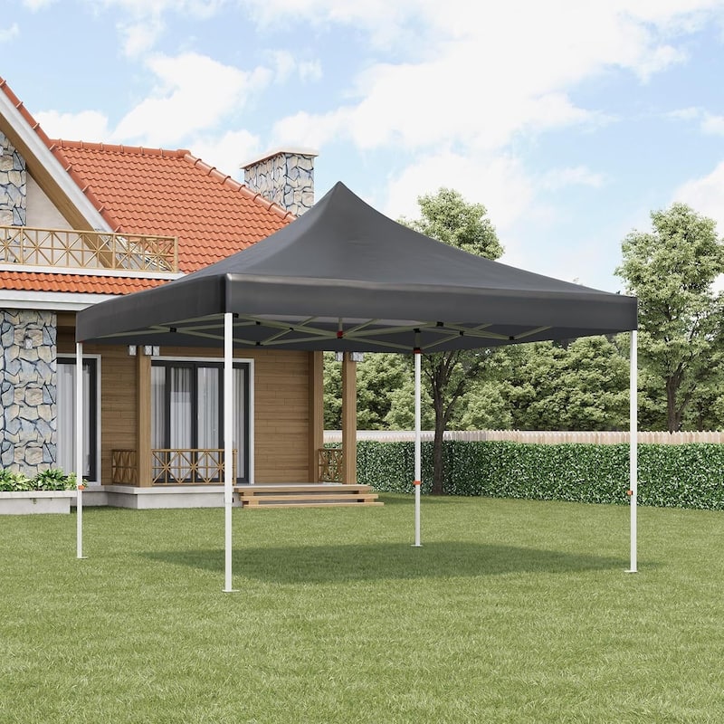 10 x 10 ft Pop Up Instant Canopy Tent, All Season Outdoor Sun Shade for Patio, Backyard, Bench, Garden - N/A - Black