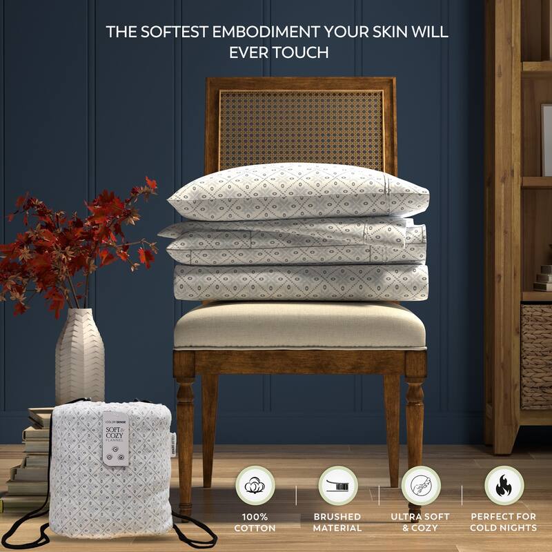 Color Sense Cotton Double Brushed and Extra Warm Flannel Sheet Set