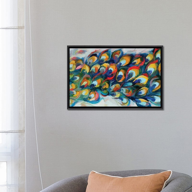 iCanvas "Peacock Tail" by Angel Estevez Framed