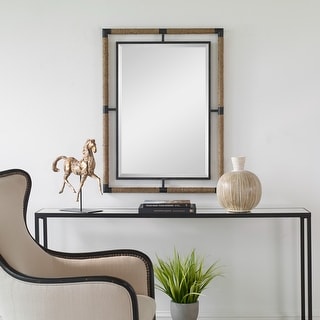Beveled Wrapped Rope Wall Mirror - 38"