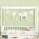 preview thumbnail 3 of 4, Twin Size Wooden Canopy Frame Floor Bed with Fence, Guardrails White