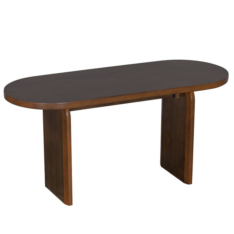 6 Piece Dining Table Set with Bench,Oval Kitchen Table Chairs Set for 6, Modern Style Dining Room Set