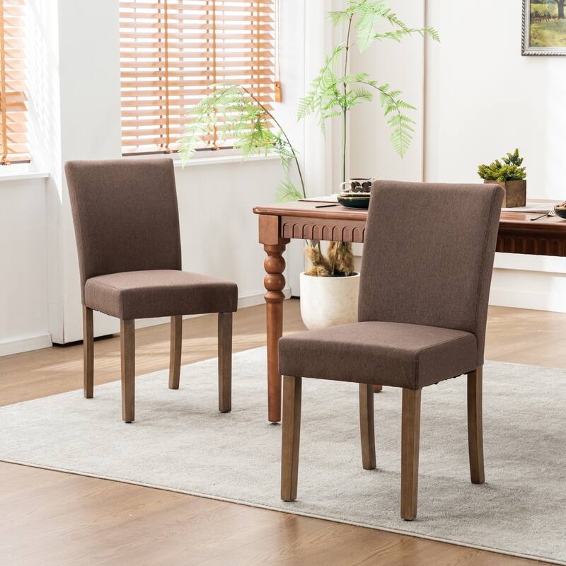 Upholstered Modern Dining Chairs, Linen Fabric Side Chairs Set of 2