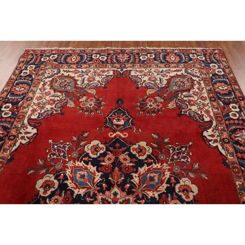 Red Heriz Persian Antique Area Rug Hand-Knotted Wool Carpet - 7'5" x 10'8"