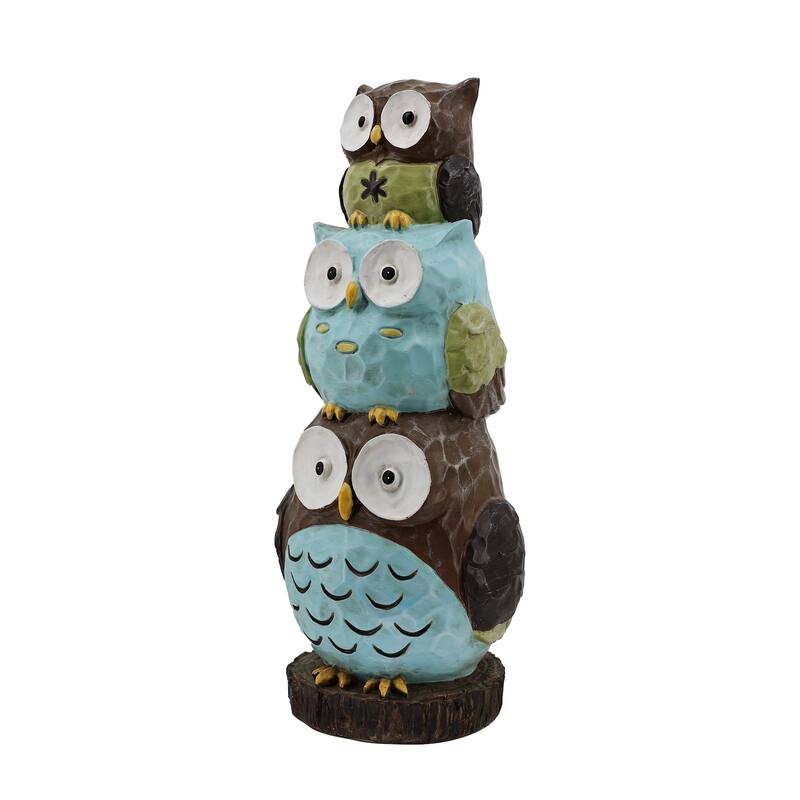Stacked Owls Outdoor Garden Statue - 30.25"
