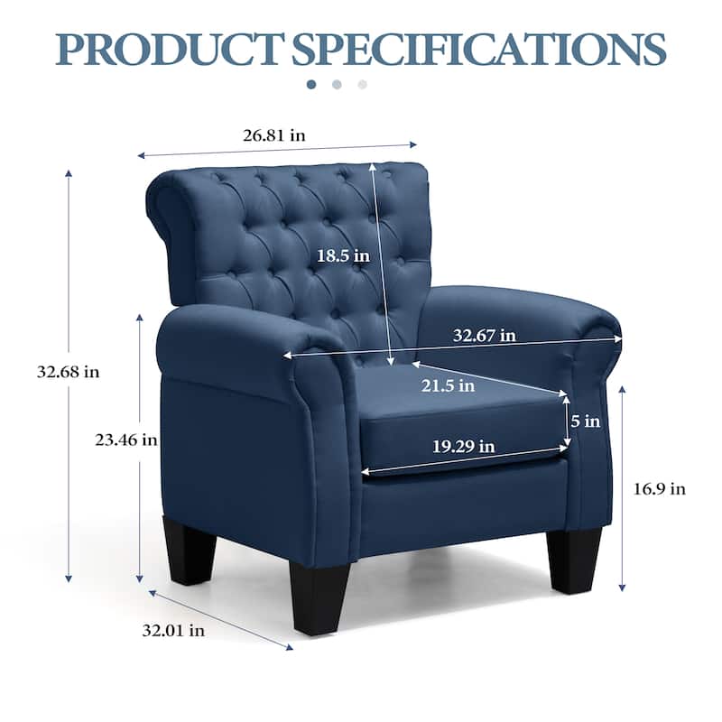 Accent Club Chair Comfortable Single Sofa Chair Indoor Seating with Arms & Padded Seat