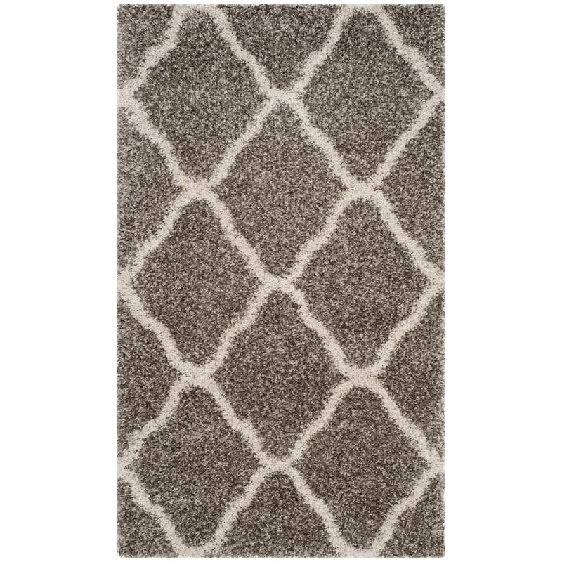 SAFAVIEH Hudson Shag Athena Trellis 2-inch Thick Rug - 2' x 3' - Grey/Ivory