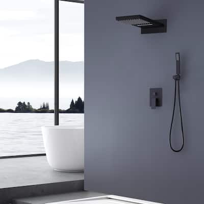 Wall Mount Shower Faucet Combo Waterfall Showerhead