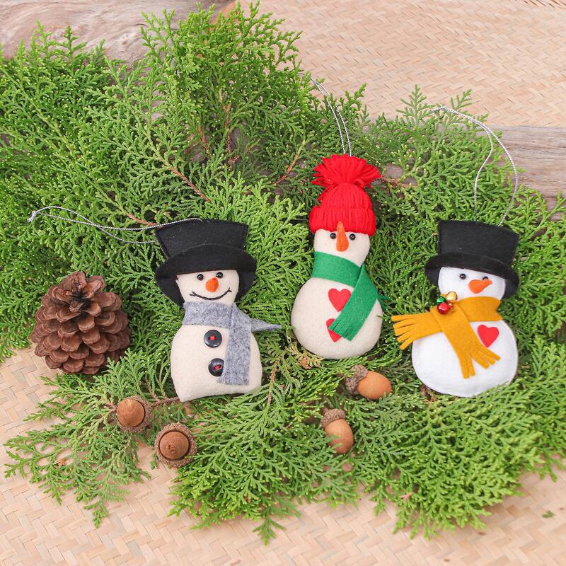 Novica Handmade Snowy Gentlemen Felt Ornaments (Set Of 3)