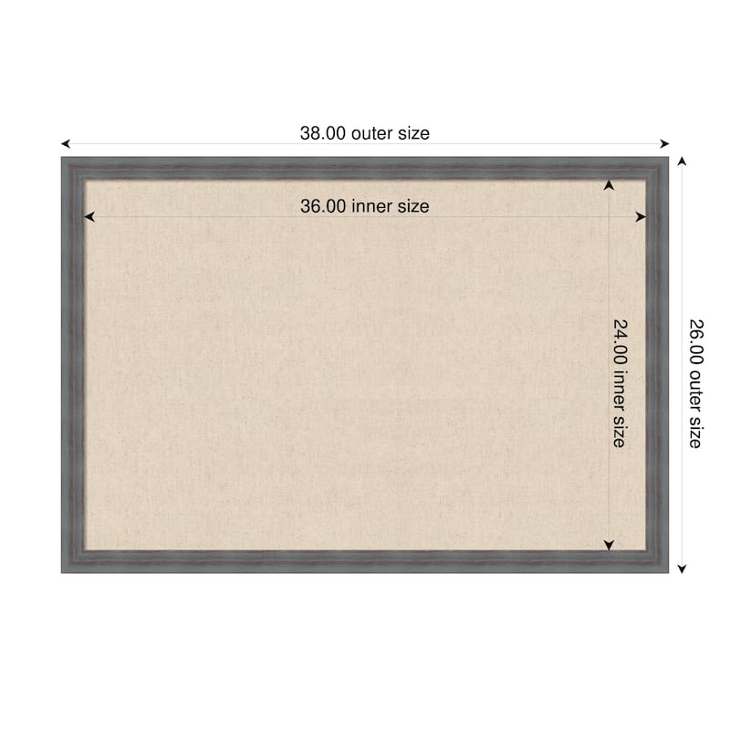 Amanti Art Framed Fabric Pinboard Natural Linen Printed Bulletin Board - Board Size 36 x 24 - Dixie Blue Grey Rustic