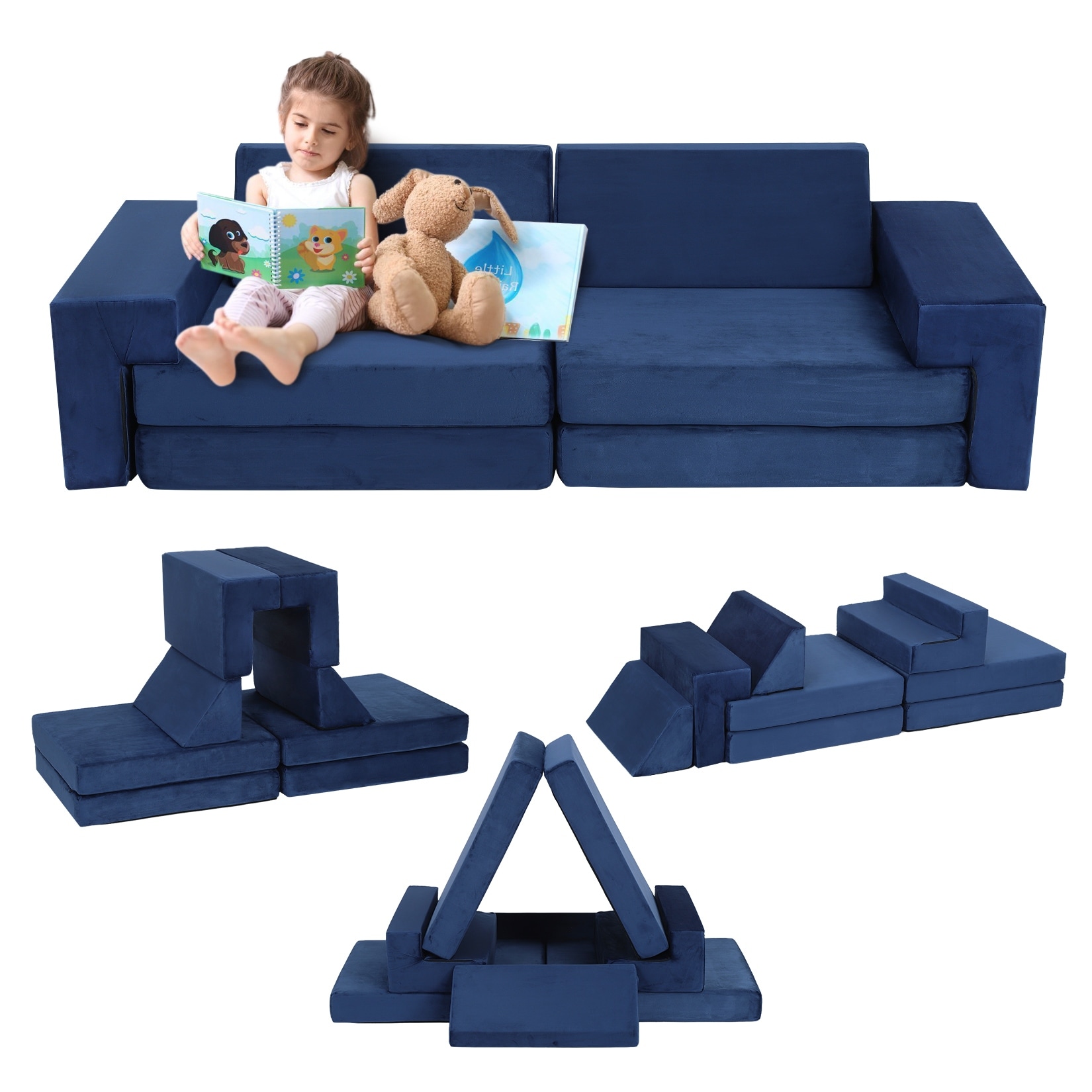 8PCS Modular Kids Play Couch, Premium Modular Kids Play Sofa for