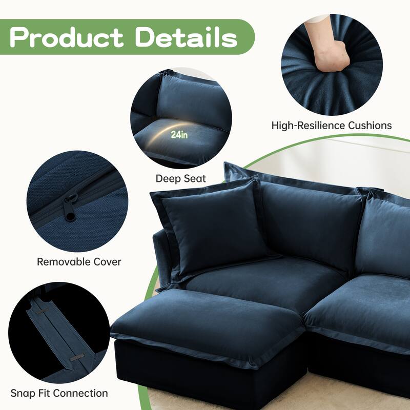 Chenille Slipcovered Armchair with Deep Seat, 3 Large Pillows and 300lb Capacity