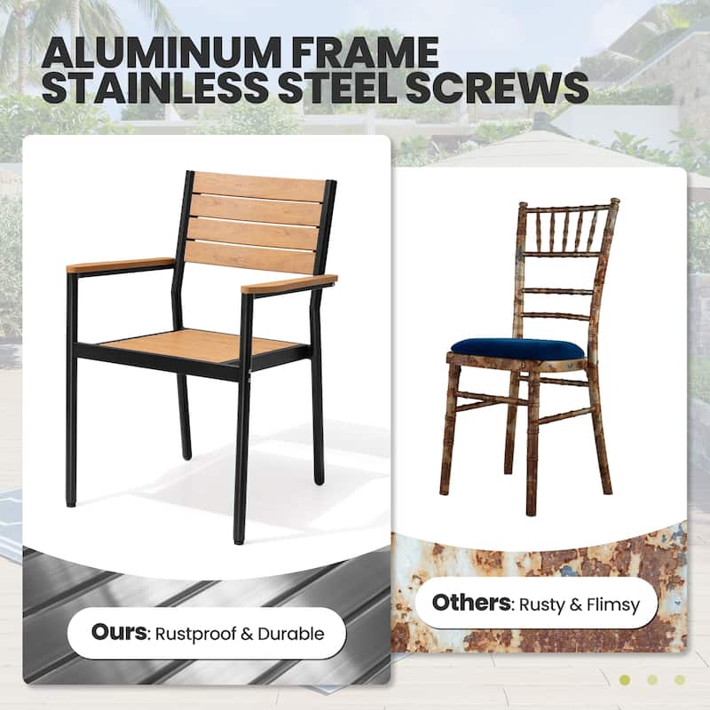 11-Piece Set Outdoor Patio Aluminum Dining Table and Stackable Dining Chairs