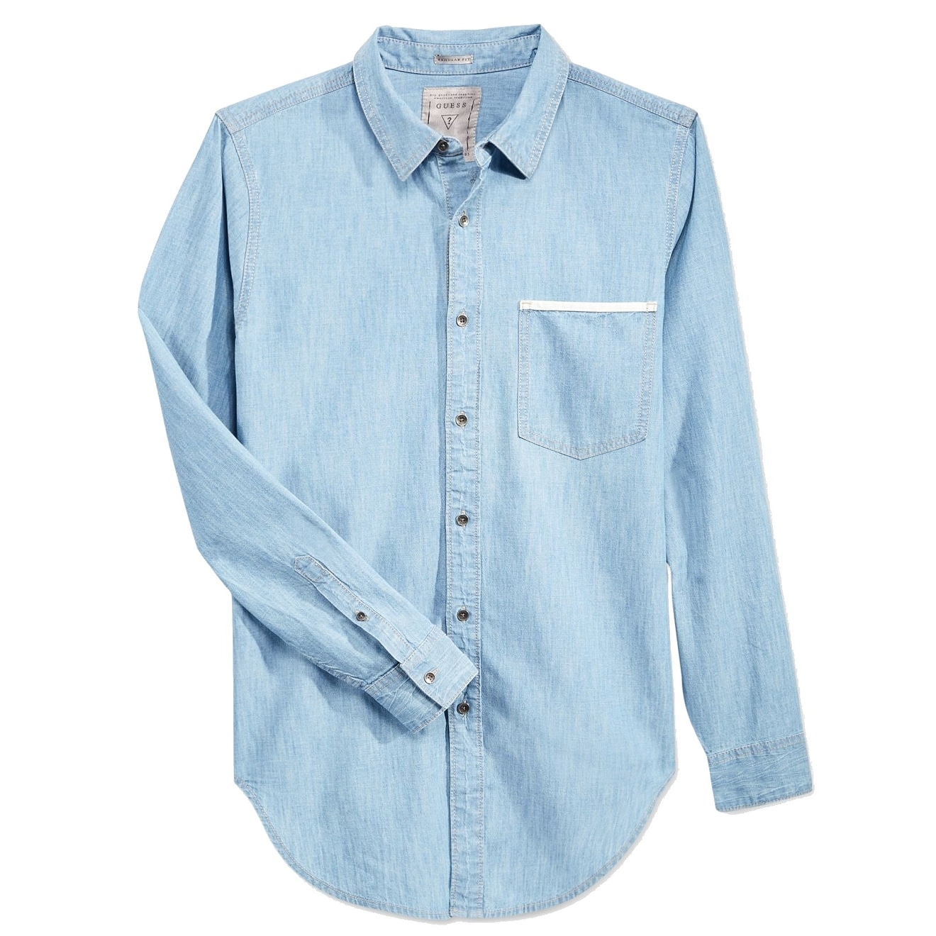 light blue guess shirt