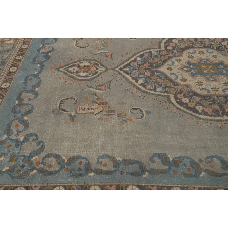 Tabriz Persian Vintage Area Rug Hand-Knotted Bedroom Wool Carpet - 9'7" x 12'9"