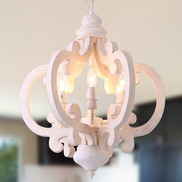 CurveCurio Retro 6-Light Rustic Wood Pendant Light Farmhouse Style