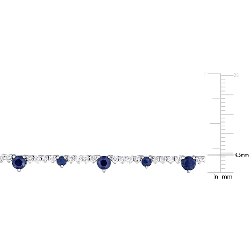 Miadora 2 7/8ct TGW Blue Sapphire and 1 3/5ct TDW Diamond Station Necklace in 14k White Gold