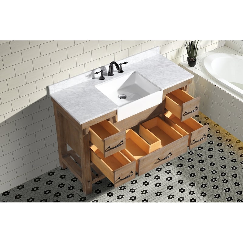 Ari Bath, Marina 48" Bathroom Vanity, Weathered Fir Finish, Farmhouse