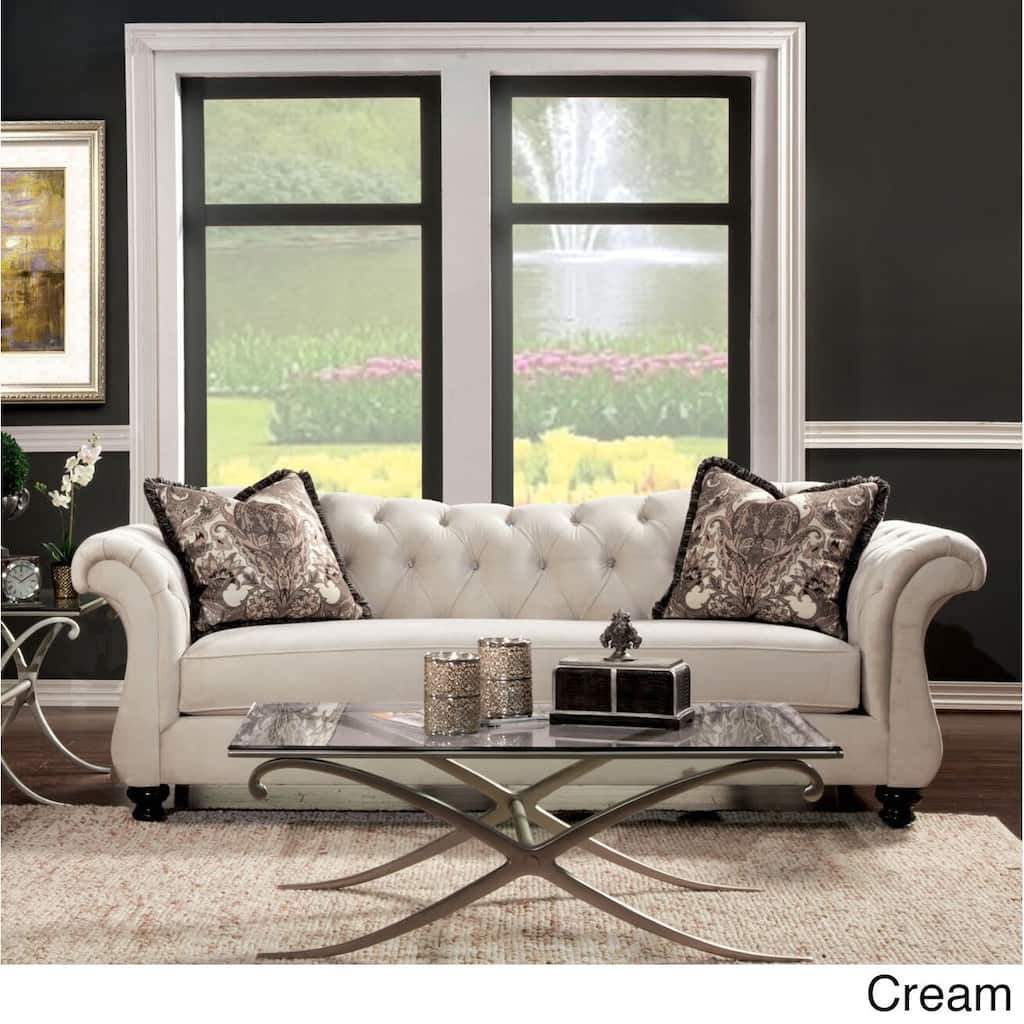 Furniture of America Perm Traditional Fabric Upholstered Tufted Sofa