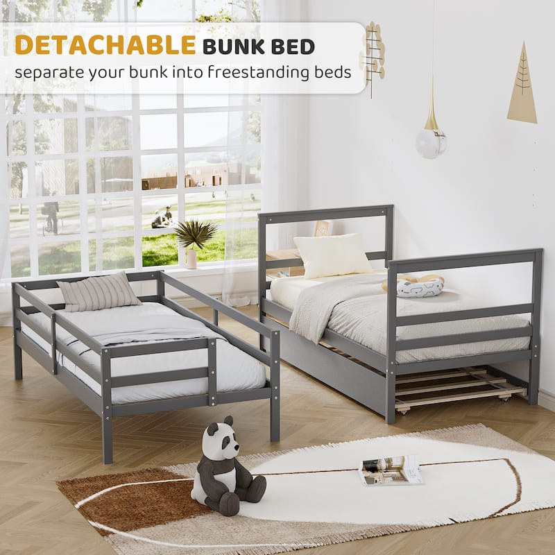 Ouyessir Twin Over Twin Bunk Bed with Trundle and Staircase