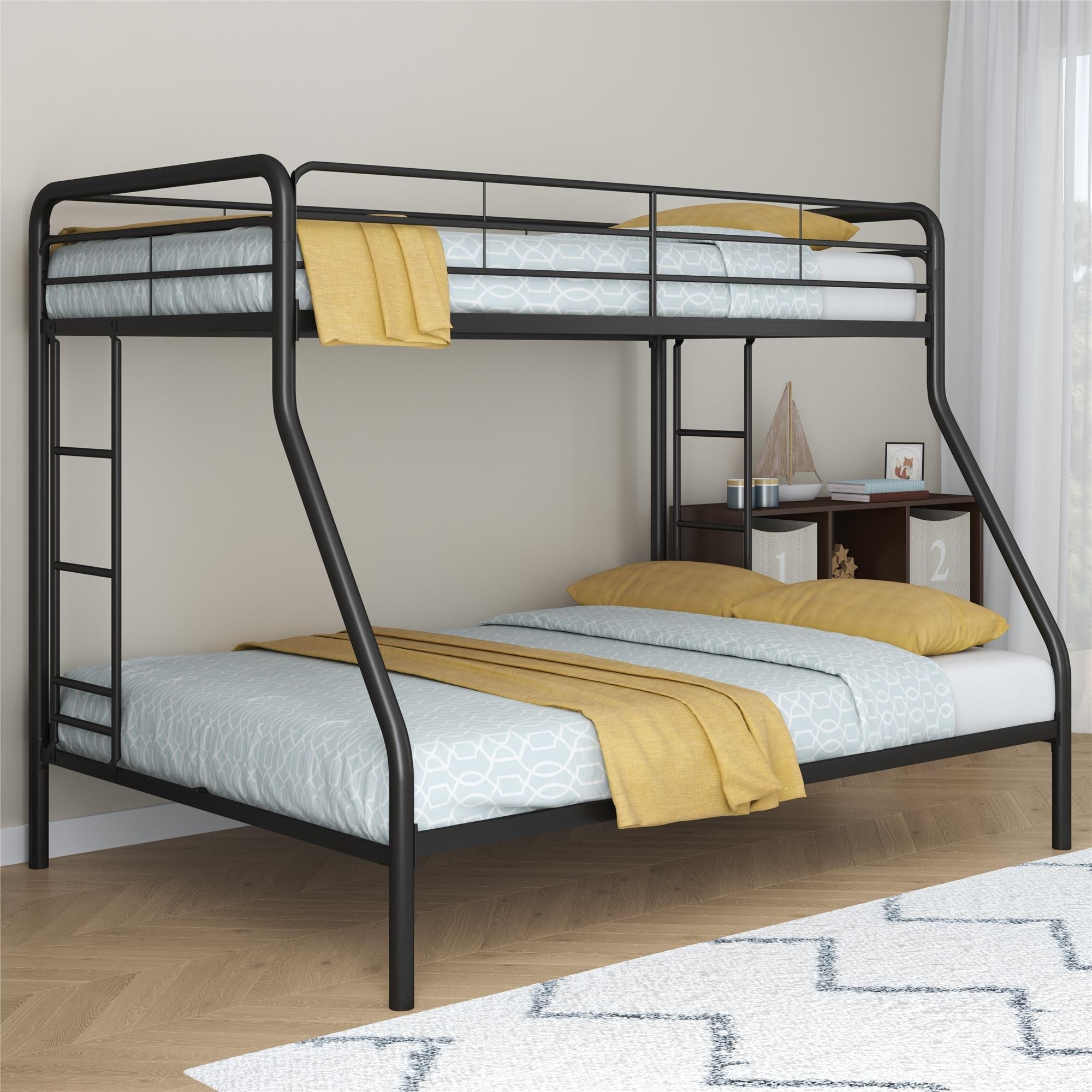 Dorel twin over full silver metal bunk bed with set of 2 mattresses best sale