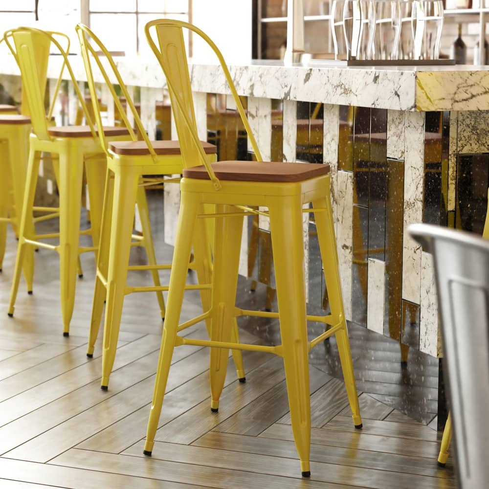 All-Weather Commercial Bar Stool with Removable Back & Poly Resin Seat