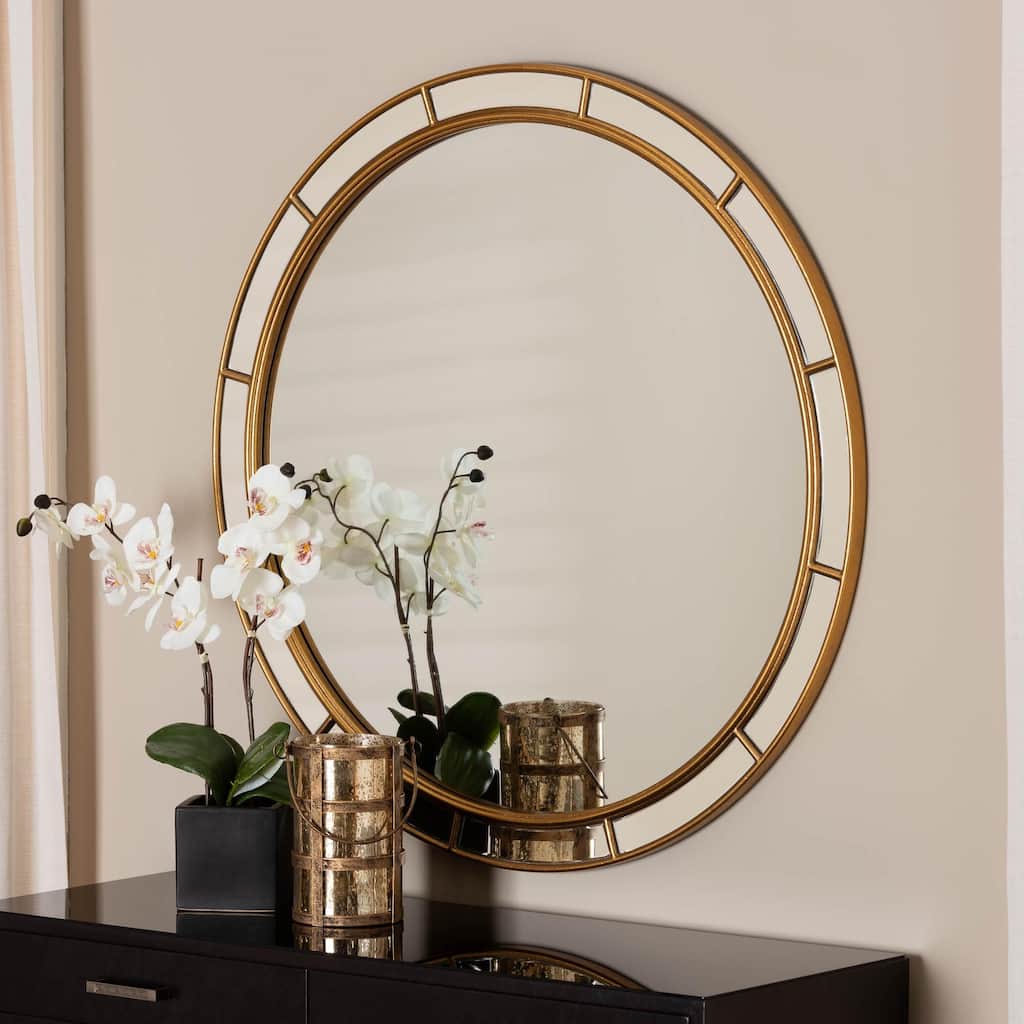 Ulvi Antique Goldleaf Round Accent Mirror - Antique Gold