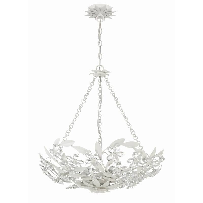 Marselle 6 Light Matte White Chandelier - 24"W x 6"H x 24"D