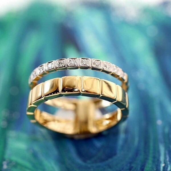 Prism Jewel 0.09CT G-H//SI1 Natural Diamond Light Weight 2-Row Ring