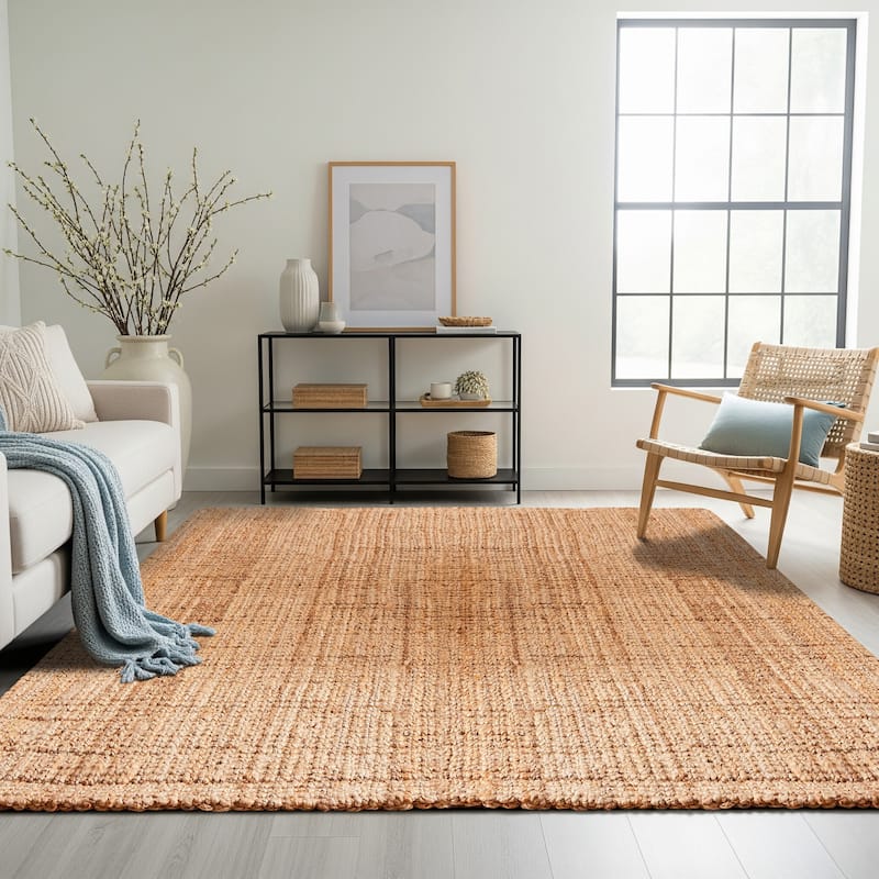 Delara Handwoven Boucle Area Rug, 100% Natural Texture & Lasting Durability for Modern High-Traffic Areas like Living Rooms - 7'.8" x 10' - Natural