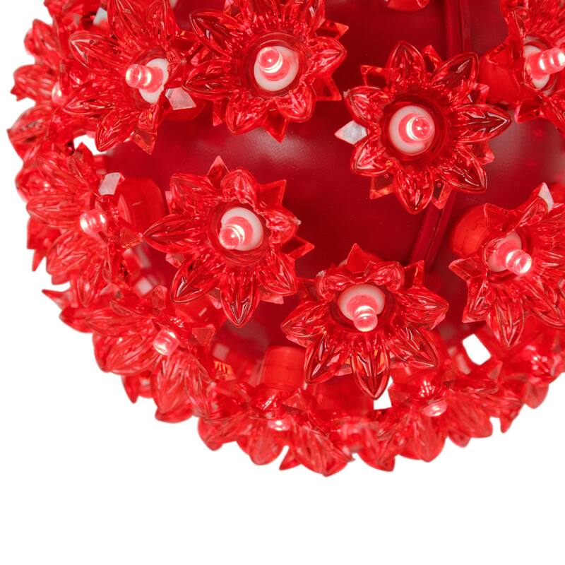 LED Lighted Starlight Sphere Hanging Outdoor Christmas Decoration- 6" - Red Lights