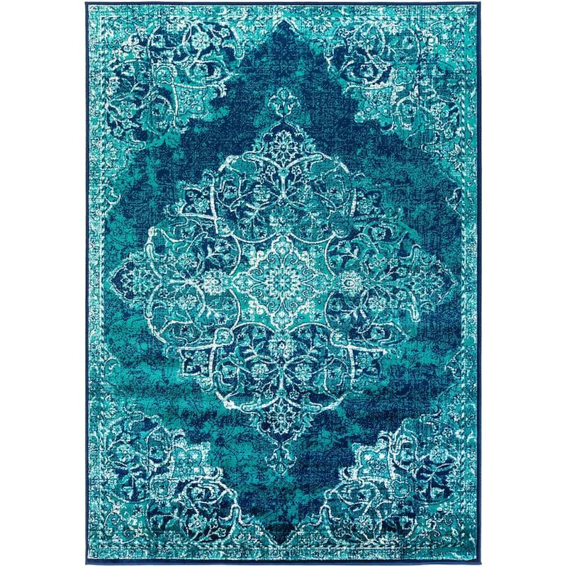 Terenzio Traditional Teal Area Rug