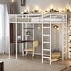 preview thumbnail 2 of 56, Twin Metal Loft Bed with 2 Shelves, 2 built-in ladders and Desk, White