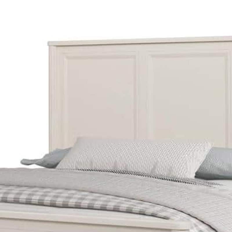 Alta Queen Size Bed, Classic French Design, White Solid Wood Frame