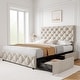 preview thumbnail 3 of 12, GARVEE Queen Bed Frame Upholstered Size Bed Frame, with Adjustable Headboard & 4 Storage Drawers