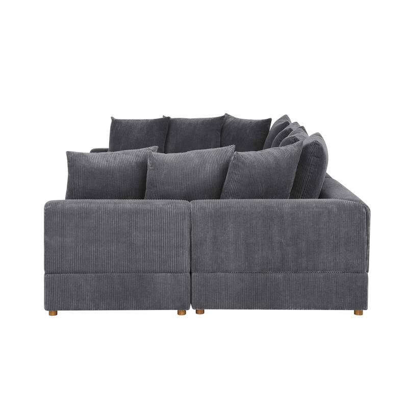 Haven Modular Corduroy Sectional - 6 Piece - 75" D x 116.5" W x 36" H