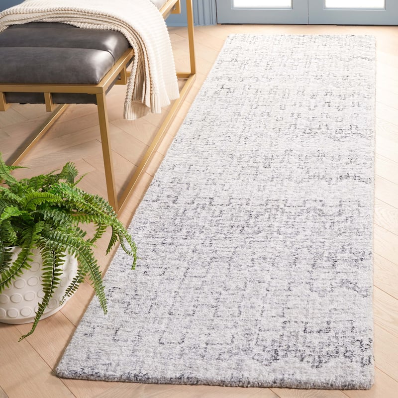 SAFAVIEH Handmade Marquee Gerardina Modern Rug - 2'3" x 8' Runner - Grey/Ivory