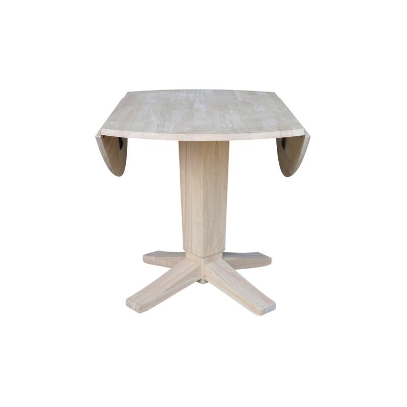 42 in Solid Wood Round Dual Drop Leaf Pedestal Dining Table