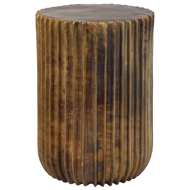 Round Top with Ridges Accent End Table - 20" - Gold