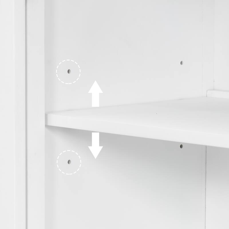 Storage Cabinet with 3 Glass Doors, Wooden Entryway Accent Cabinet, Buffet Cabinet with Adjustable Shelves for Living Room