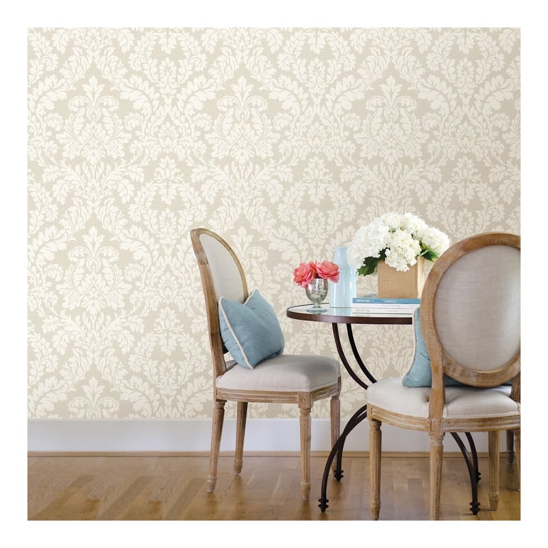 Advantage Honor Beige Damask Wallpaper - 20.5 x 396 x 0.025